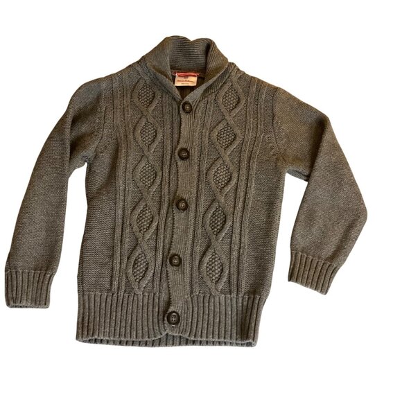 Hanna Andersson Boys Gray Cable Knit Cardigan Sweater Size 110 US 4T Wool blend - Picture 1 of 9